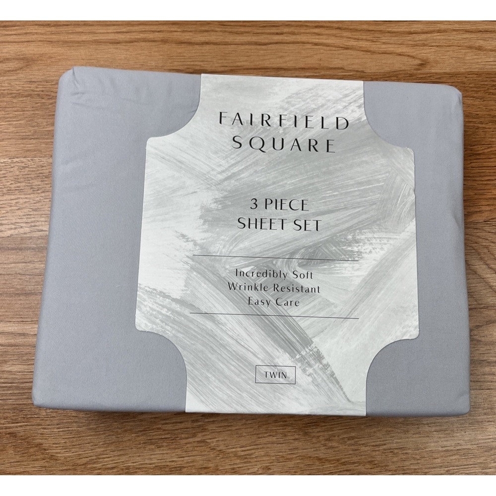 Fairfield Square 3 Piece TWIN Microfiber Sheet Set Pewter Grey NEW